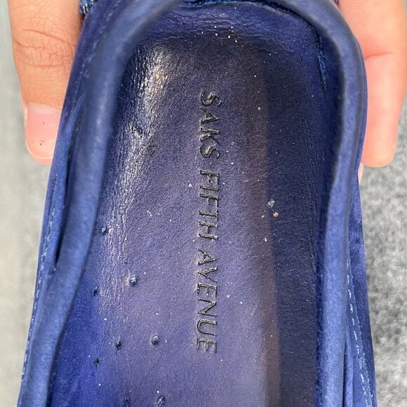 SAKS FIFTH AVENUE Loafers Suede Leather Driving Loafers Purple Blue size 8.5 - Picture 7 of 8